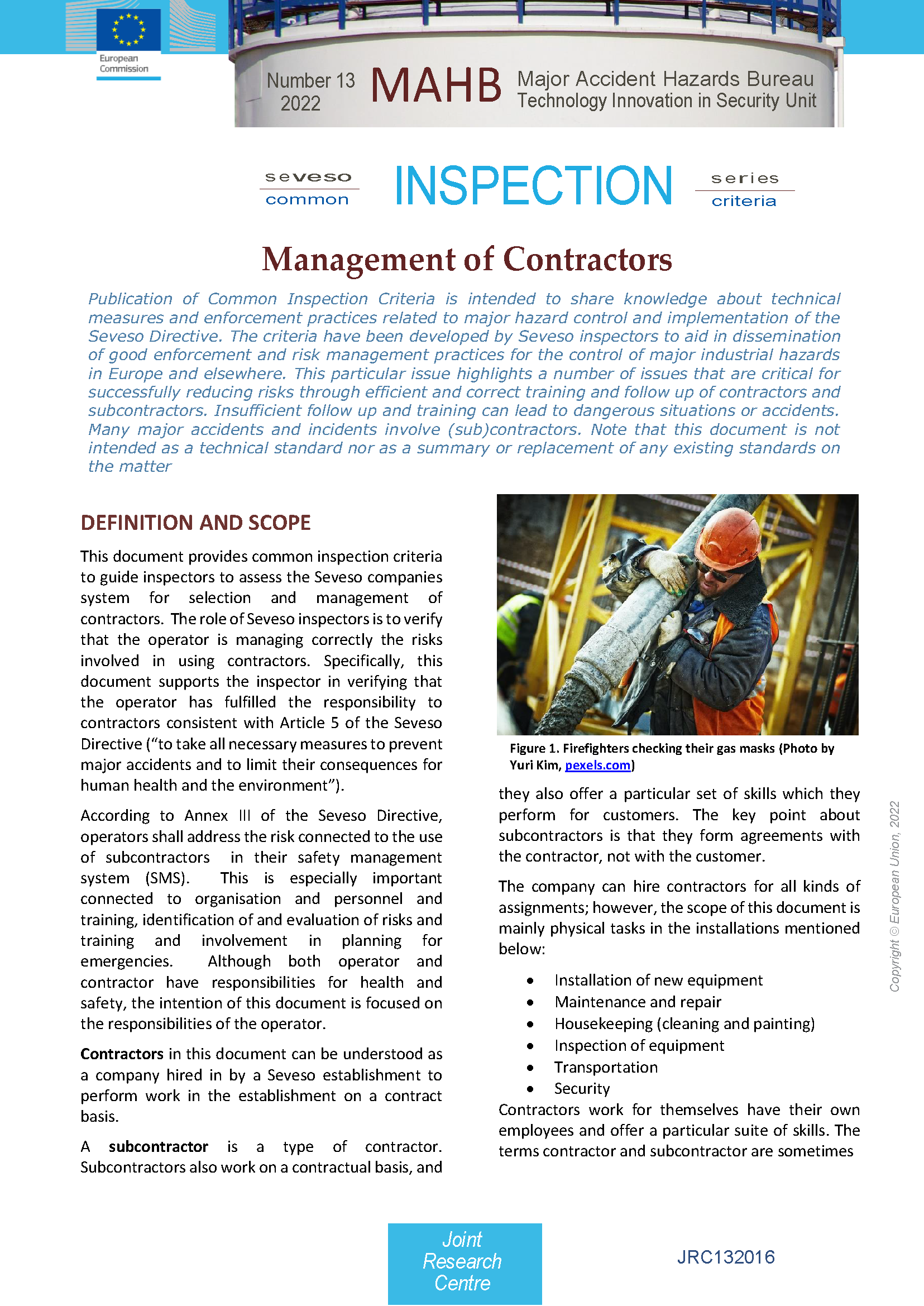 Cover of Common Inspection Criteria on Management of Contractors